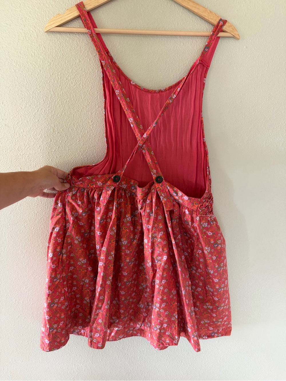 Free People Petunia Floral Backless Boho Smocked Mini Dress Poppy Combo Size L - Picture 6 of 11
